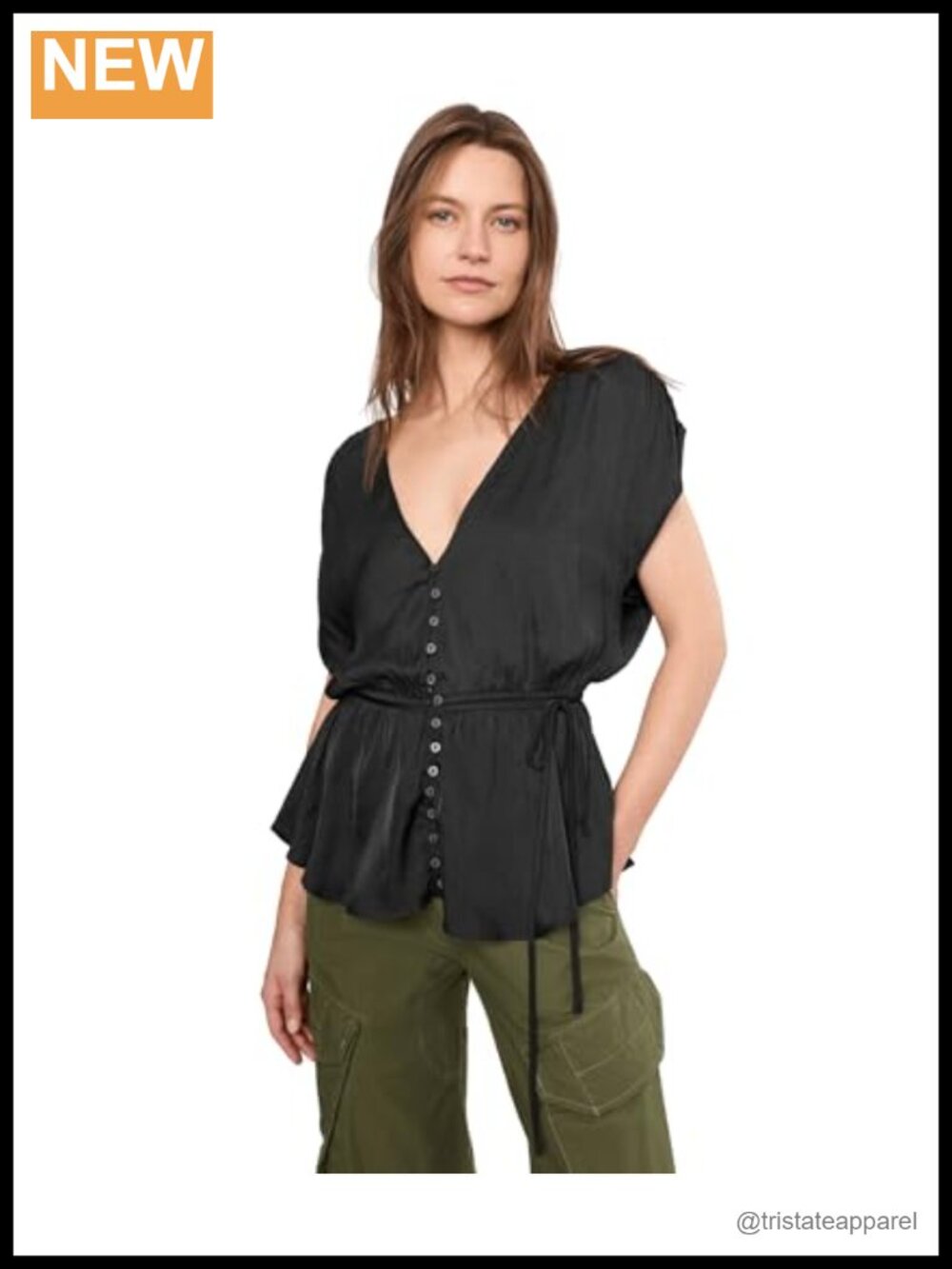 Free People Ash Blouse Women's V-Neck Button Front